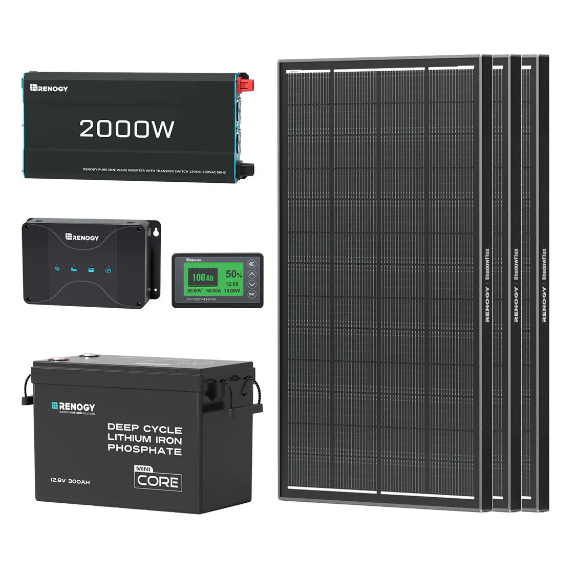 3,84 kWh Zestaw Solarny do Kampera | 300Ah Akumulator LiFePO4, 2000W Inwerter