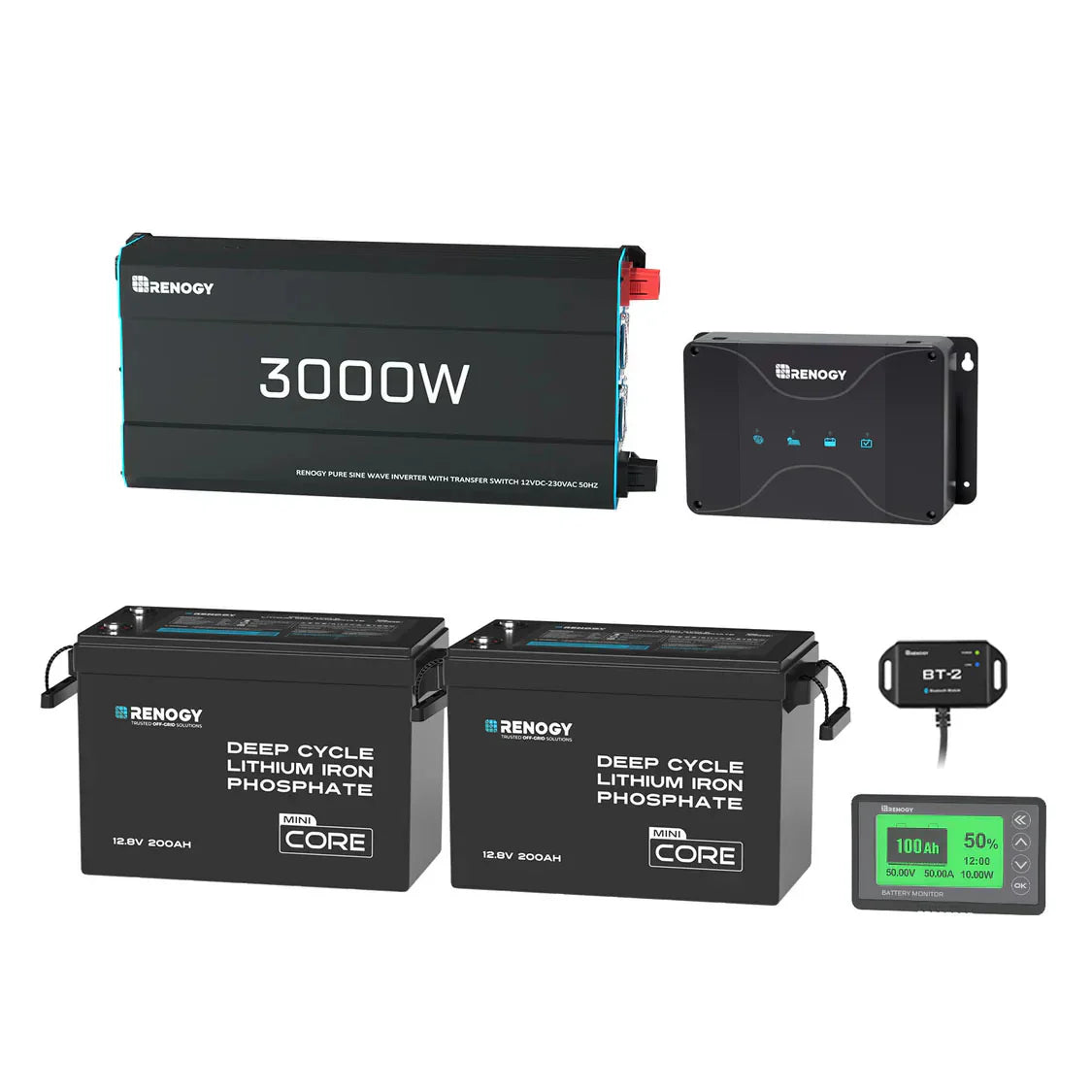 Kit de Energía para Caravana 5,12 kWh | 2x200Ah Batería LiFePO₄, 3000 W Inversor