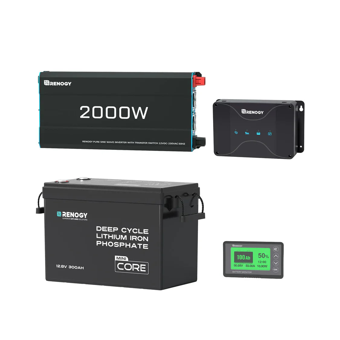 3,84 kWh Zestaw Solarny do Kampera | 300Ah Akumulator LiFePO4, 2000W Inwerter