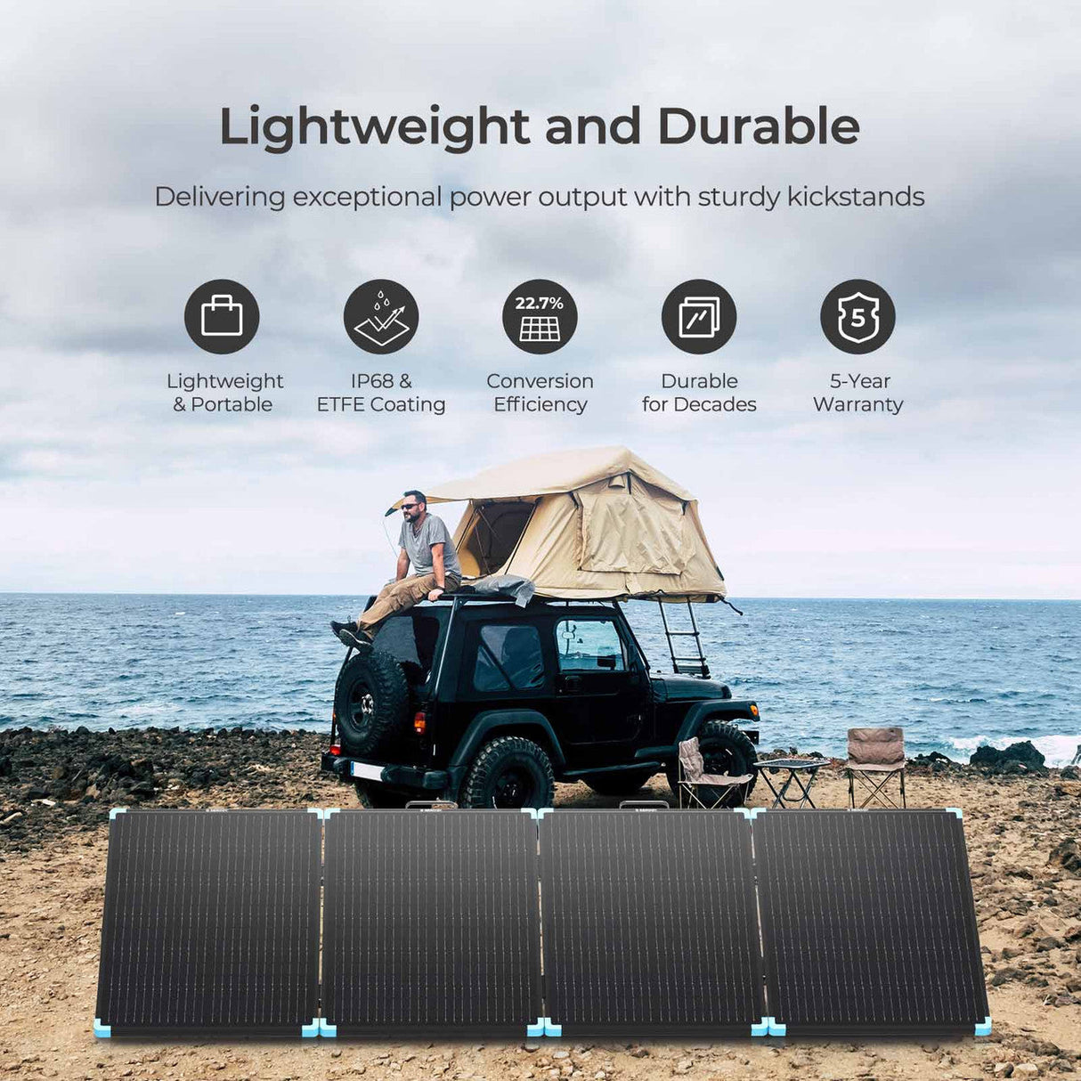 12V 220W Składany Panel Solarny Przenośny Zestaw do Kampera i Stacji Zasilania