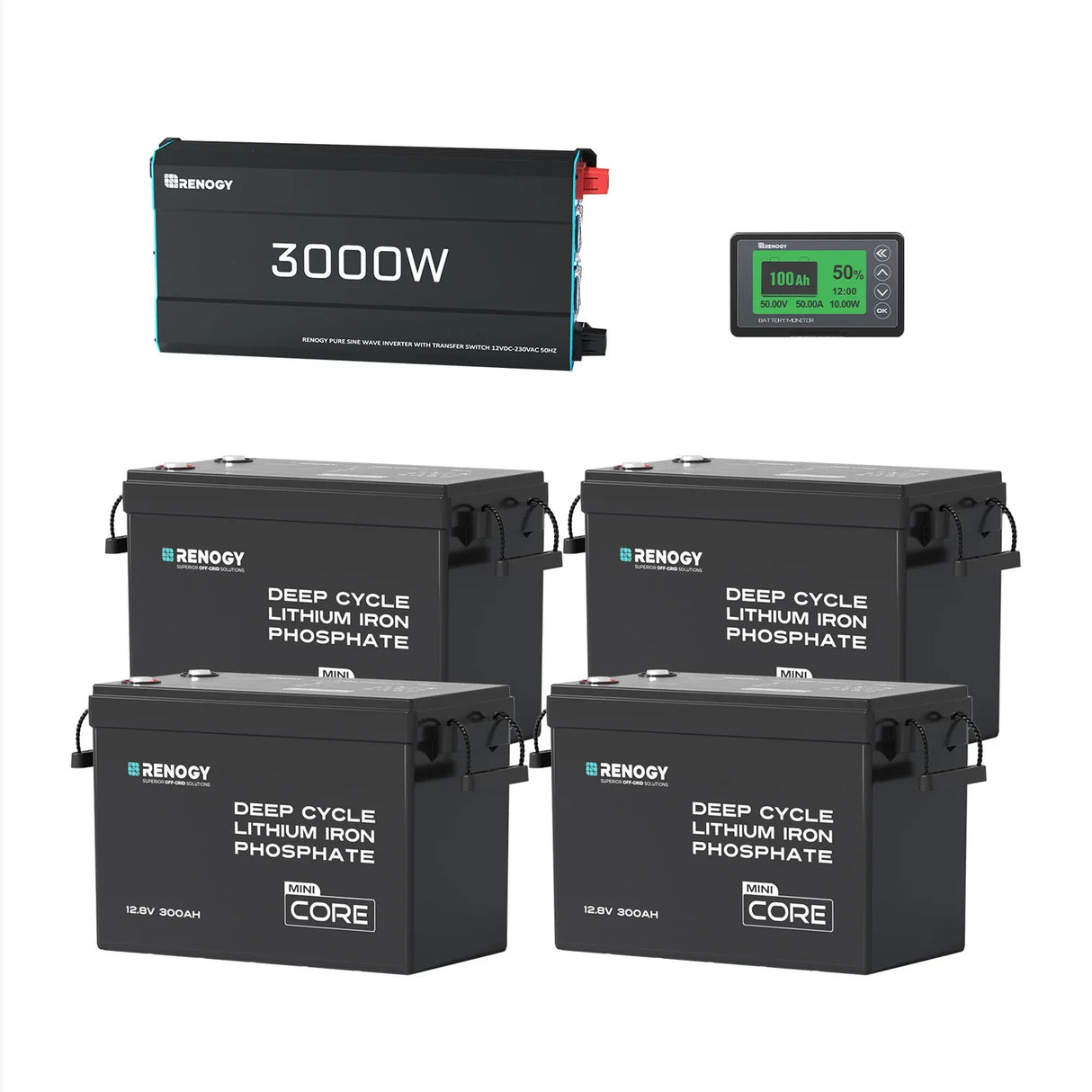 Kit de energía off-grid Renogy 15,36 kWh | Inversor 3000W, MPPT 60A